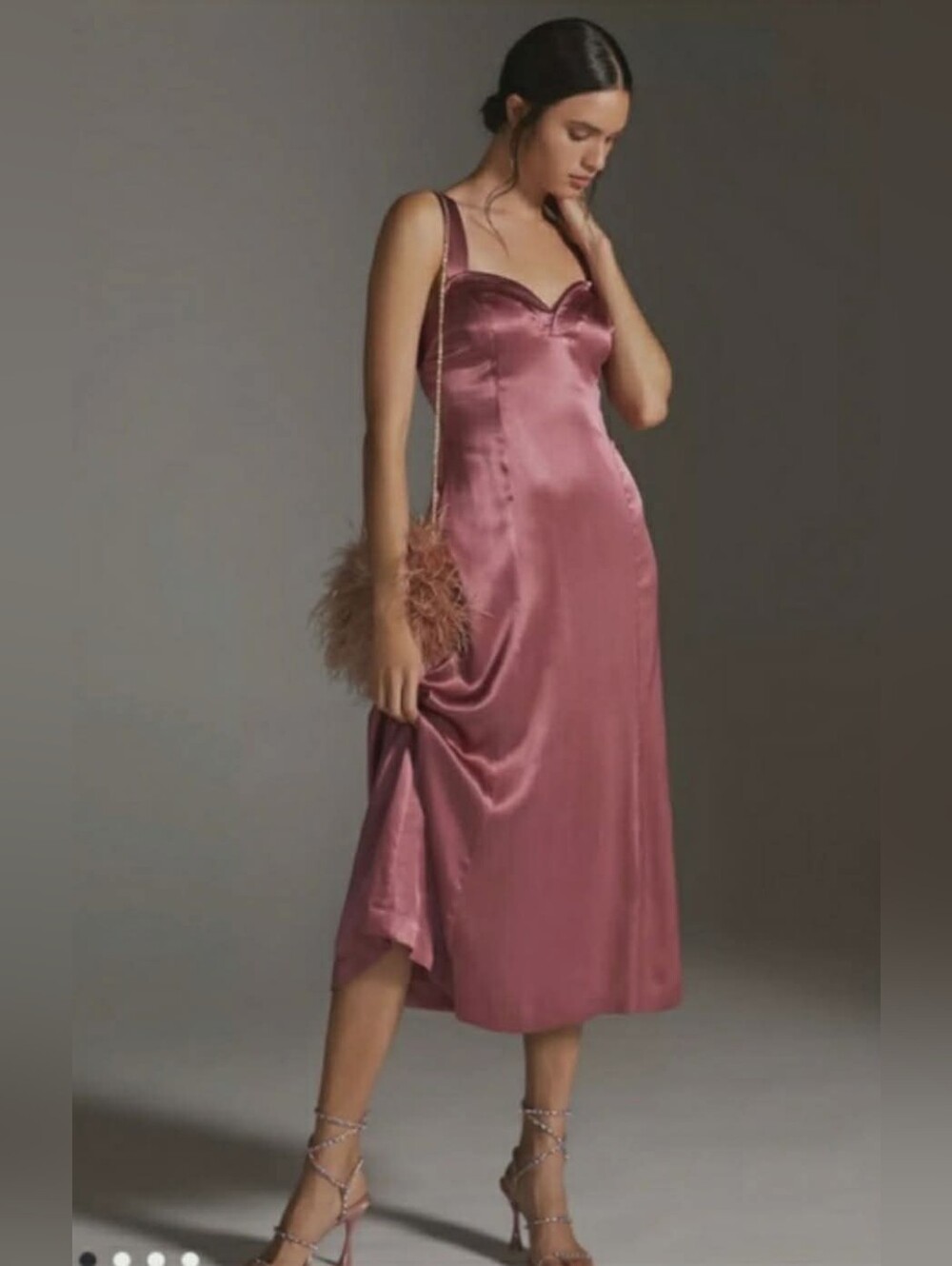 Anthropologie Satin Midi Dress NWOT Size 14